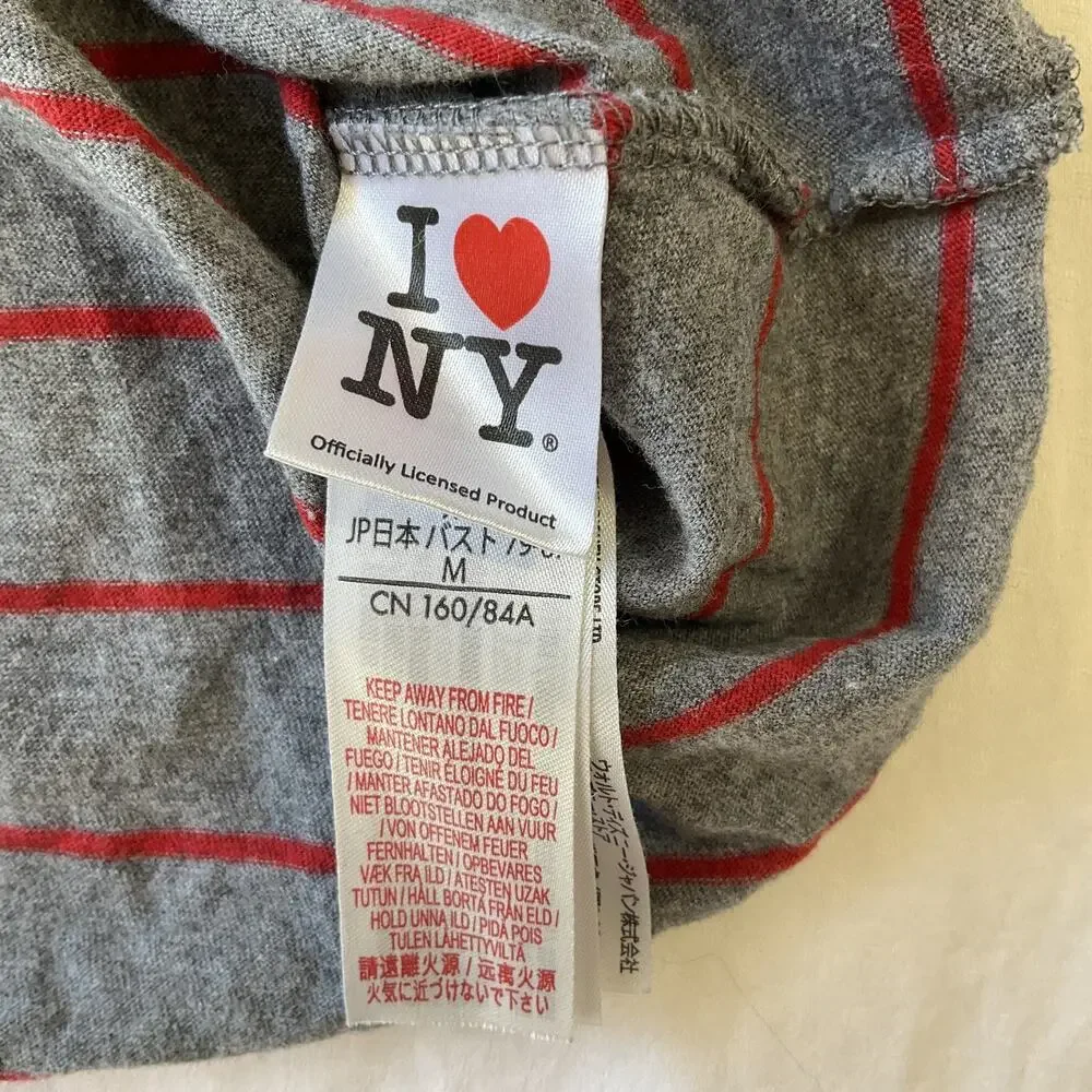 Disney Store Women Shirt XS Gray Striped Logo Scoop Neck Pullover Short Sleeve